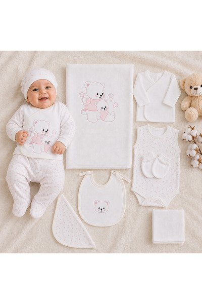 Babush Baby Hospital Discharge Set 10-Piece Ecru Teddy Bear Embroidered Star ...