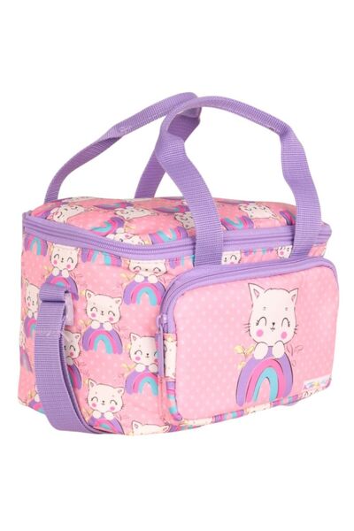 KAUKKO Kids Cute Cat Printed Girls' Two-Compartment Thermal Insulated Lunch B...
