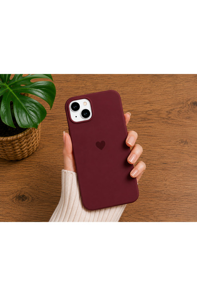 Mobildizayn iPhone 13/14 Uyumlu Desenli Bordo Lansman Telefon Kılıfı K009