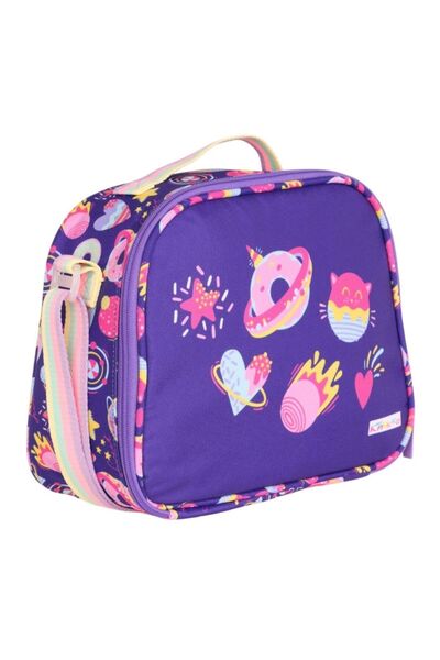 KAUKKO Kids Girls Candy Printed Purple School Lunch Bag