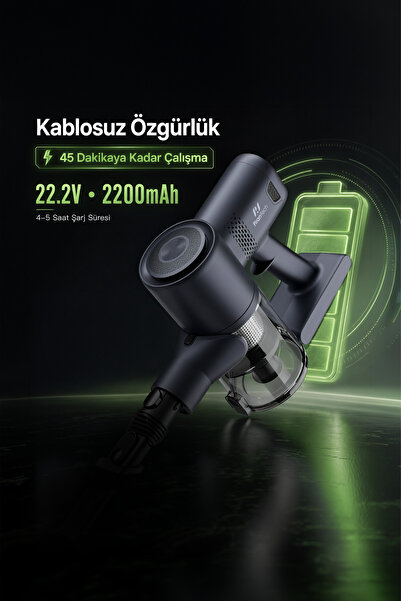 PiranTech ES-98 Kablosuz Dikey Süpürge 11 kPa Güçlü Emiş HEPA Filtreli Şarjlı Süpürge