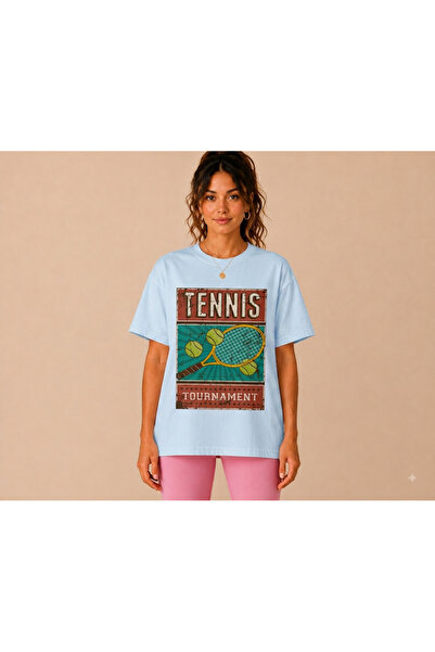VODEXA Unisex Oversize Tennis Printed T-Shirt 100% Cotton Tennis Themed Comfo...