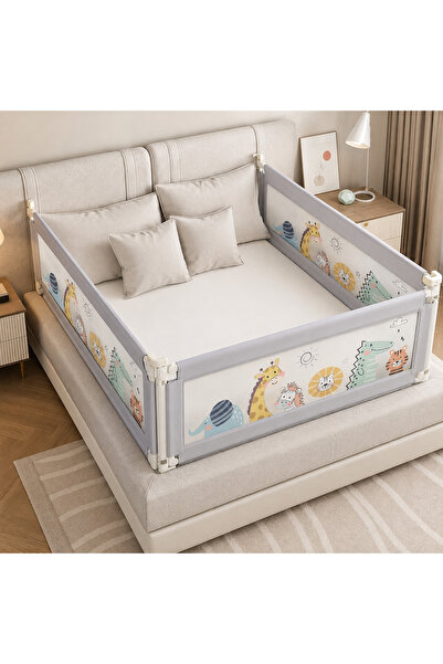 ROHS Set de 3 bariere de siguranță pentru patul bebelușilor HappiKID, 2x200 cm + 1x160 cm, înălțime reglabilă 68–98 cm, protecție anti-cădere pentru bebeluși și copii, universal