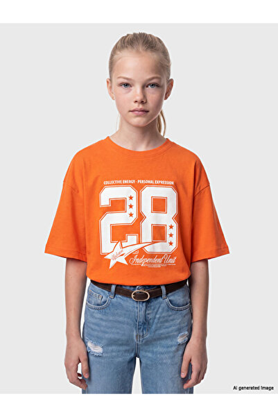 LC Waikiki Rmz Gi̇yi̇m Farkiyla Zero Roba Collar Printed Girls' T-Shirt
