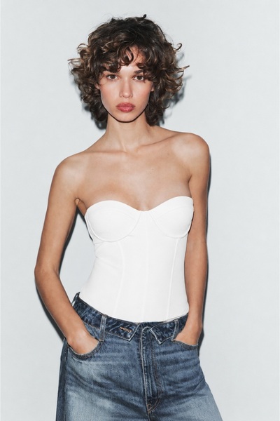 Butik Allbucks *Za*Ra* Stretch Knit Corset Top Blouse Bzra00048