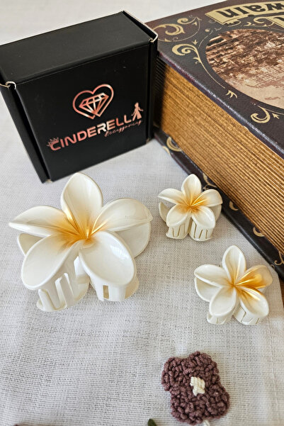 Cinderella Set of 3 Off-White Gold Ombre Lotus Flower Hairpin Set - Beach Sea...
