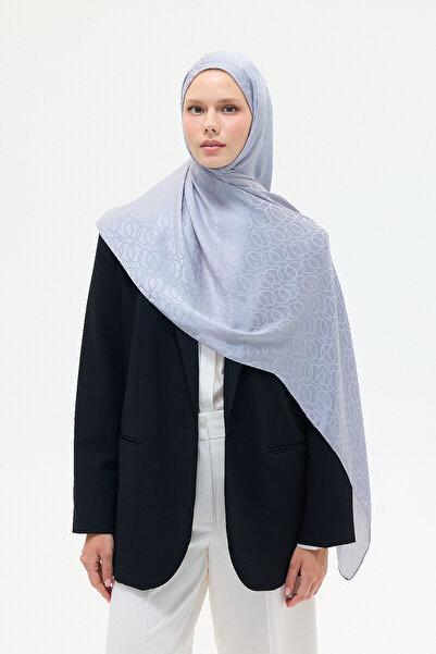cs camellia scarf Șal italian jacquard cu model cerc - Argintiu