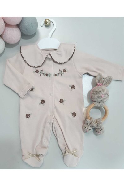 Sönmez Baby OYALI GÜL NAKIŞLI PREMATURE TULUM KIZ BEBE TAKIM