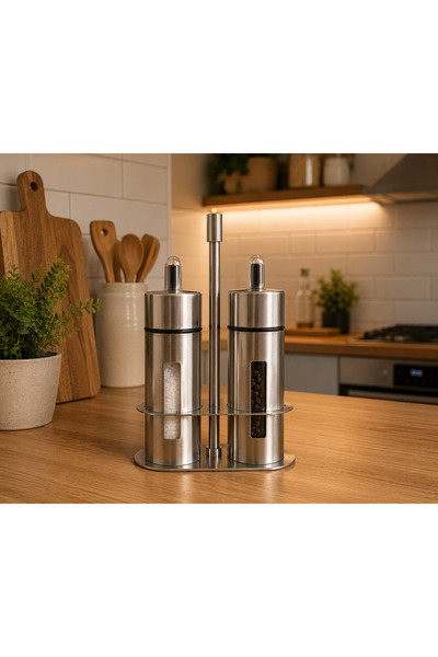 YDGR Stainless Steel Salt and Pepper Grinder Set – 2-Piece with Stand