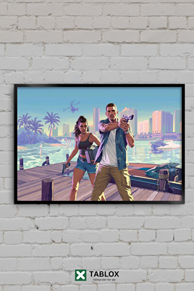 TABLOX GTA 6 Grand Theft Auto Vice City Παιχνίδι Lucia Jason Διακοσμητικός πί...