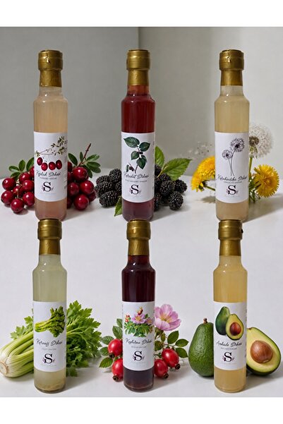 Süheylaana 6 Adet Doğal Sirke Her biri 250 ml - ( Kızılcık-Karadut-Karahindib...
