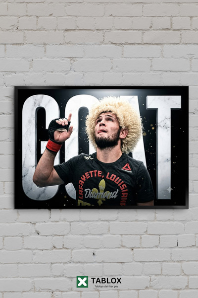 TABLOX Khabib Nurmagomedov GOAT UFC MMA Dövüş Şampiyon Çerçeve Görünümlü Deko...