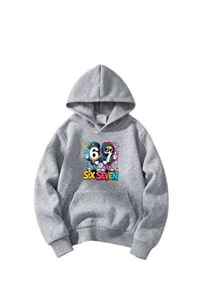 haha Oversize Hooded Six Seven Printed Sweatshirt for Boys