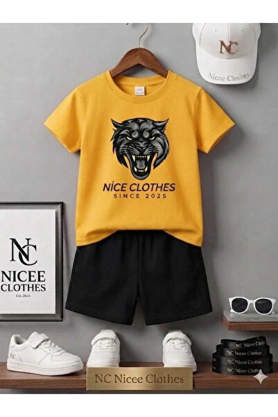 Leto Lykia Summer Children's T-Shirt Shorts Unisex (Leopard Printed)