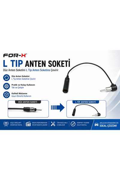 For-X L Tip Anten Kablosu - XCA-12 - Düz Anten Soketini L Tip Anten Kablosuna...