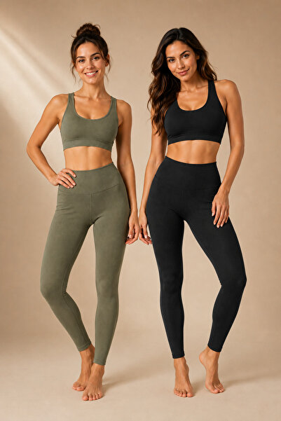 QKK Women's Ribbed Slim Fit |   Non-Embroidered Lycra 2-Piece Tights |   Very...