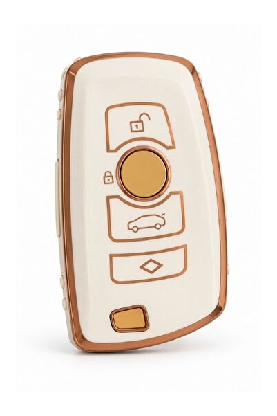 GÜMRÜK BEY Bmw Key Cover Silicone Gold / White – Stylish and Durable Protecti...