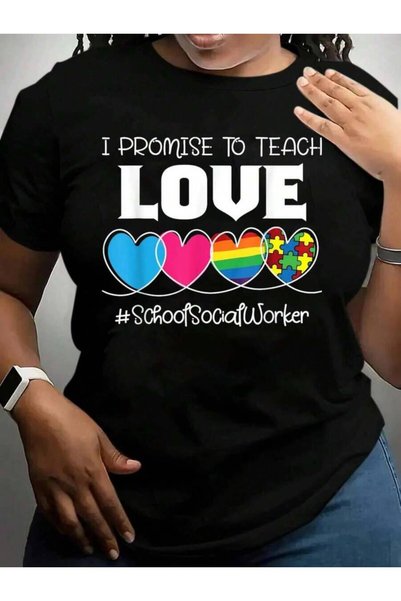 29CUN I Promise Teach Love - Social Worker Community Lsw Back To School Black...
