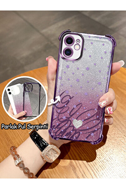 ucuc iPhone 11 Uyumlu Şeffaf Dört Köşe Silikon Kaplama Parlak Kenar Kılıf