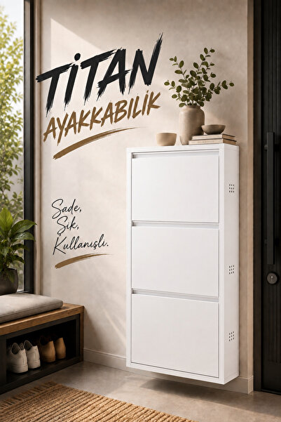 Atlanta Home Titan 3’lü Metal Ayakkabılık Havalandırmalı Kapaklı Ayakkabı Dolabı