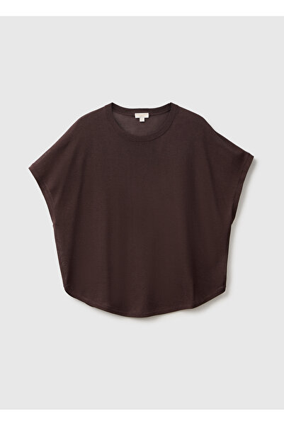 United Colors of Benetton Women's Dark Brown Viscose Blended Oversize Short S...