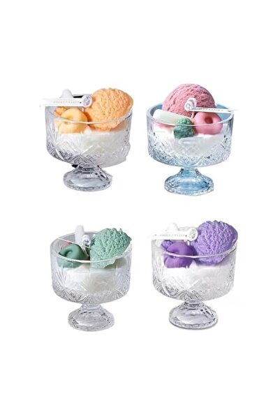 Generic Brand Pack Of 4 Ice Cream Luxury Crystal Glass Jar Soy Wax Scented Ca...