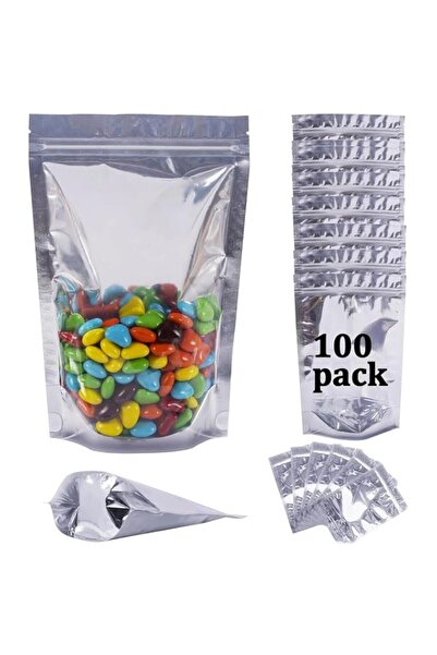 Generic 100 Pack Mylar Bags for Food Storage, Resealable Aluminum Foil Stand-...