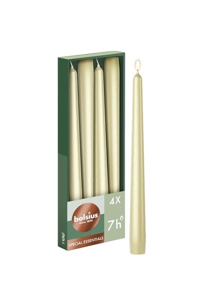 Generic Brand Bolsius Tapered Candles - Metallic Silver - 4-Pack - 24.5 cm - ...