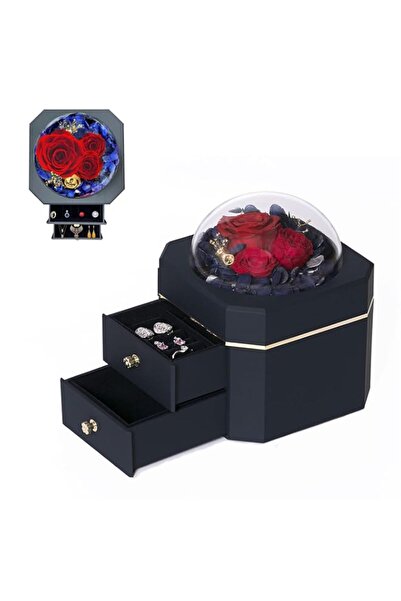 Generic Brand TERRIFI Valentine's Day Jewelry Box, Preserved Real Rose, Roman...