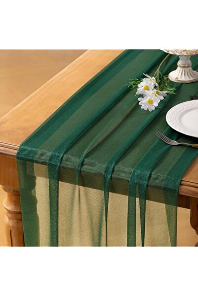 Generic Socomi Emerald Green Gauze Table Runner Chiffon Like Wedding Table Ru...