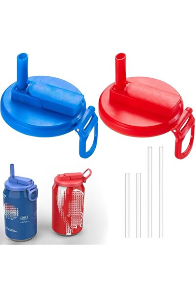 Generic 2 Pack Soda Can Lids with Straw, Silicone Straws Soda Can Covers, BPA...