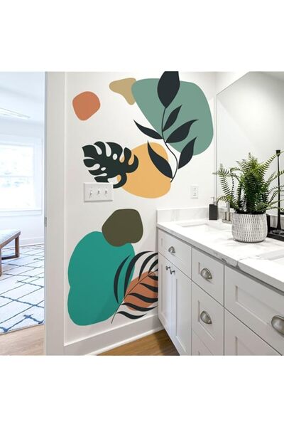 Generic Brand Boho Leaves Wall Decals Retro Abstract Plant Wall Art Stickers ...