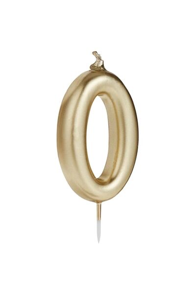 Generic Hootyballoo Gold Number '0' Candle