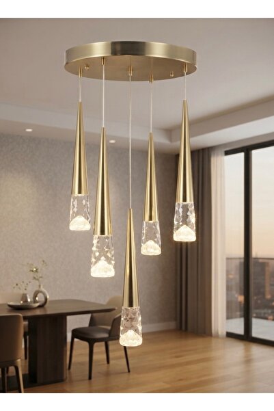 Avizella Artemis 5'li Kristal Detaylı Led Avize