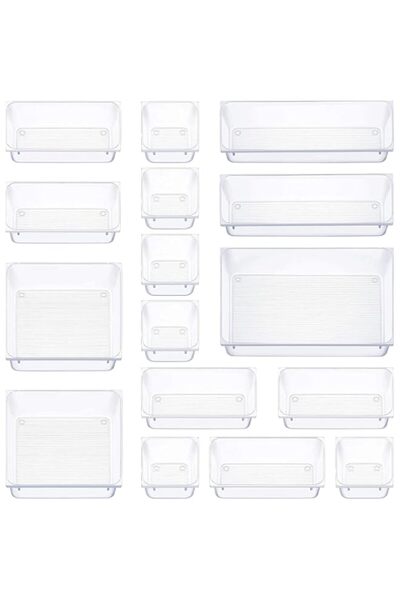 Generic Clear Plastic Drawer Organizers, 4 Size Large Storage Organizer Divid...