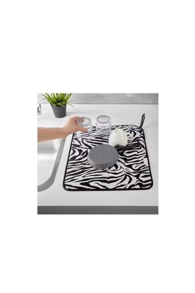 Generic Zebra Pattern Dish Drying Mat – Super Absorbent Nanoflex Fabric, 45x3...