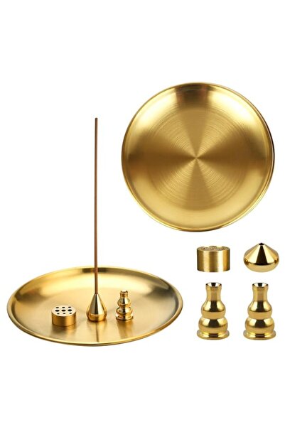 Generic Brand 2Pcs 4 in 1 Brass Incense Burner Set, 5.5 Inch Multi-Functional...