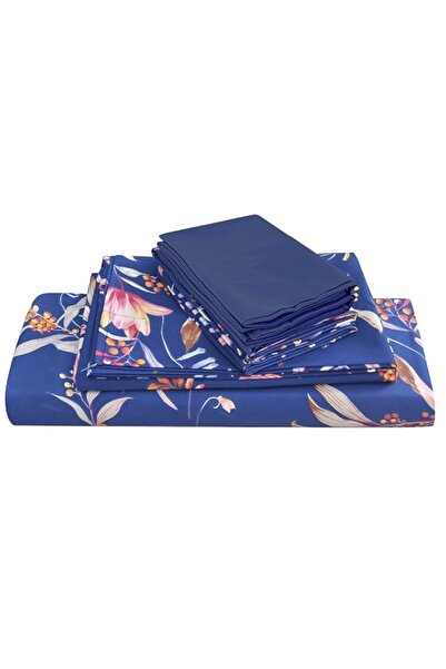 Generic JSD Navy Blue Floral Printed Sheet Set Queen 6 Piece, Soft Microfiber...