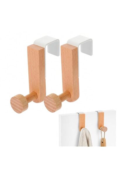 Generic 2Pcs Wooden Door Hook, Rustic Wooden Hooks, Coat Rack Behind, Handmad...