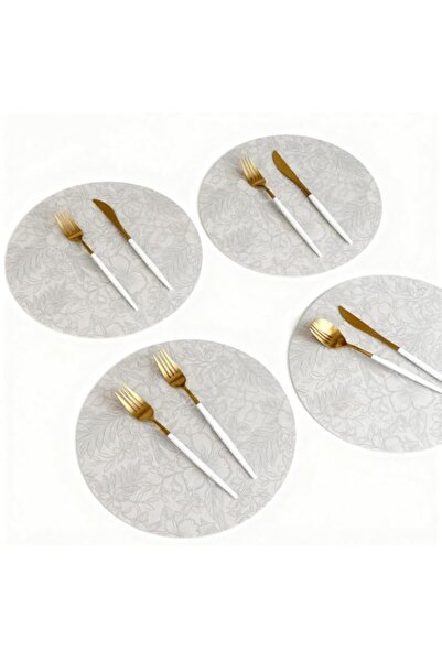 Generic 4PCS Waterproof Round Leather Placemats Double-Sided Heat Resistant N...
