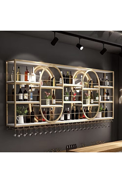 kold concept KC-0267 Duvara Monte Metal Şaraplık ve Kadeh Askılı Rafı, Şaraplık