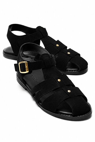 CCWAY AYAKKABI Closed Toe Buckle Women's Sandals Black