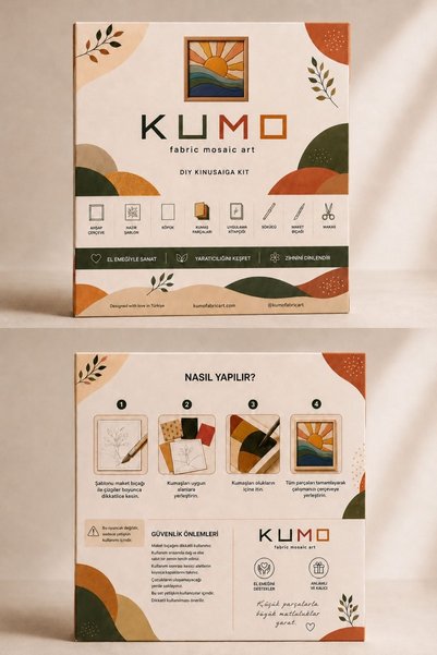 KUMO fabric mosaic art مجموعة كينوسايغا هوبى - مجموعة فن الفسيفساء من القماش بدون خياطة - 20 × 20 سم
