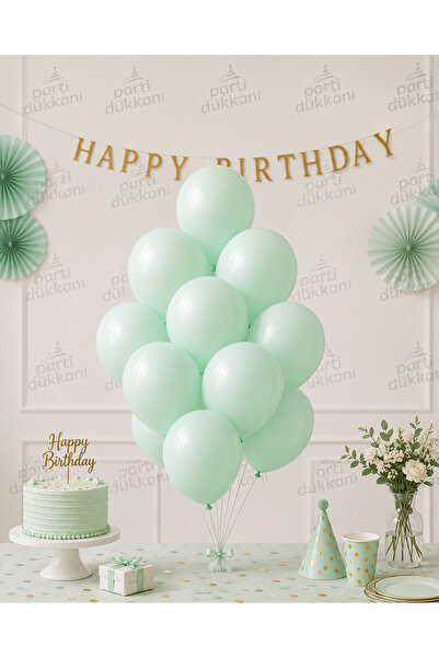 Parti Dükkanı 10-Pack Macaron Green Balloons 11 Inch 28 cm Helium and Air Com...
