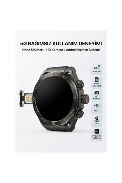 Epilons Sım Kartlı 5g Android Akıllı Saat Hd Kamera Wi-fi Gps Uygulama Yükley...