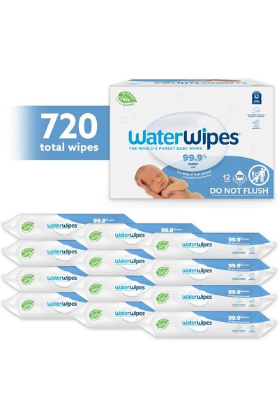water Wipes Original Plastic Free Baby Wipes, wipes 720 wet wipes (12 packs)
