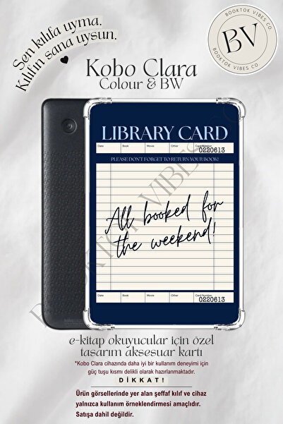 BookTok Vibes Co. Kütüphane Kartı Temalı Lacivert Insert - Kindle ve Kobo E-K...