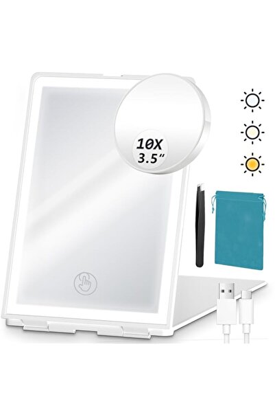 Generic Travel Lighted Makeup Mirror with 10X Magnifying Mirror and Tweezer, ...