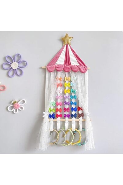 Generic X spring Headband Holder Bows Organizer, 33X120CM Wall Mounted Hair B...