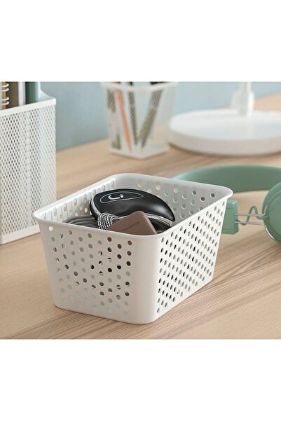 TEZPAZAR 3 Adet Küçük Beyaz Sepet 15x20x10 Cm Dolap Çekmece İçi Düzenleme Sep...